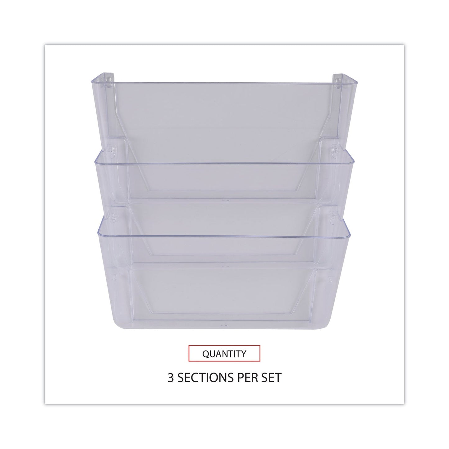 Universal Wall Files, 3 Sections, Letter Size, 13" x 4" x 14", Clear, 3/Set