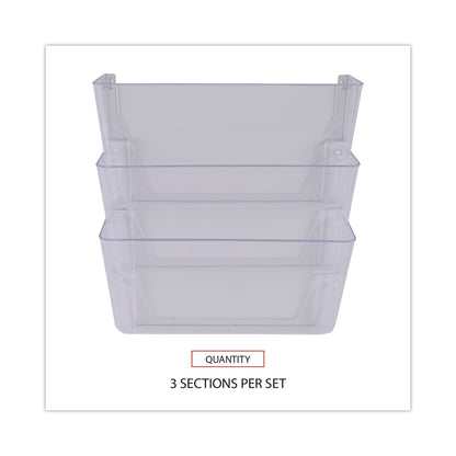 Universal Wall Files, 3 Sections, Letter Size, 13" x 4" x 14", Clear, 3/Set
