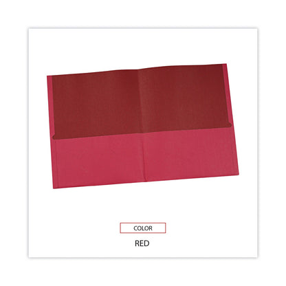 Universal Two-Pocket Portfolio, Embossed Leather Grain Paper, 11 x 8.5, Red, 25/Box