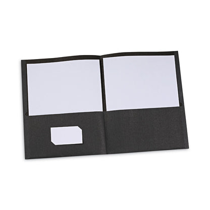 Universal Two-Pocket Portfolio, Embossed Leather Grain Paper, 11 x 8.5, Black, 25/Box
