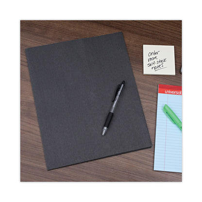 Universal Two-Pocket Portfolio, Embossed Leather Grain Paper, 11 x 8.5, Black, 25/Box