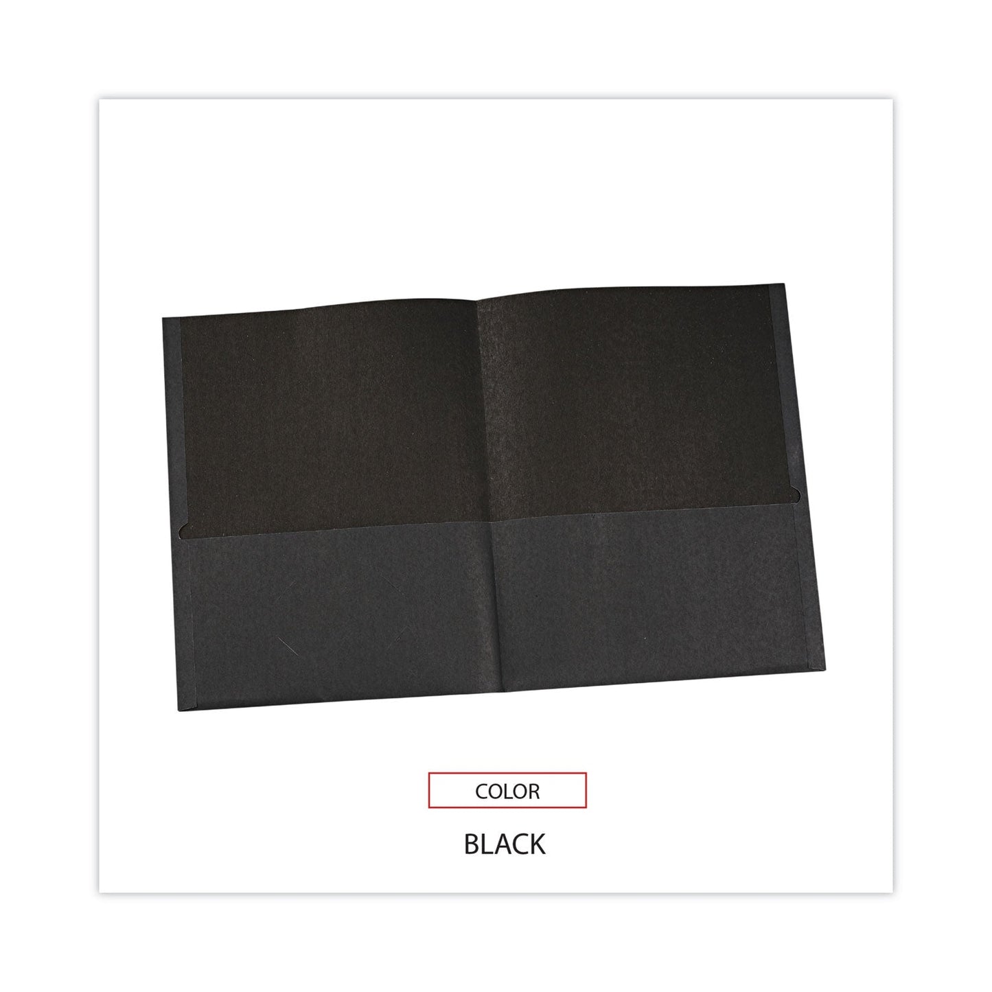 Universal Two-Pocket Portfolio, Embossed Leather Grain Paper, 11 x 8.5, Black, 25/Box