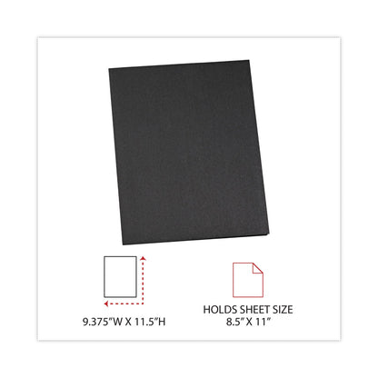 Universal Two-Pocket Portfolio, Embossed Leather Grain Paper, 11 x 8.5, Black, 25/Box