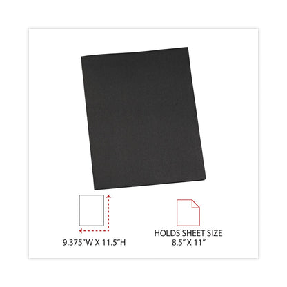 Universal Two-Pocket Portfolios with Tang Fasteners, 0.5" Capacity, 11 x 8.5, Black, 25/Box