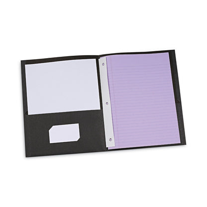 Universal Two-Pocket Portfolios with Tang Fasteners, 0.5" Capacity, 11 x 8.5, Black, 25/Box