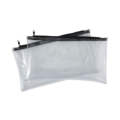 Universal Zippered Wallets/Cases, Leatherette PU, 11 x 6, Clear/Black, 2/Pack