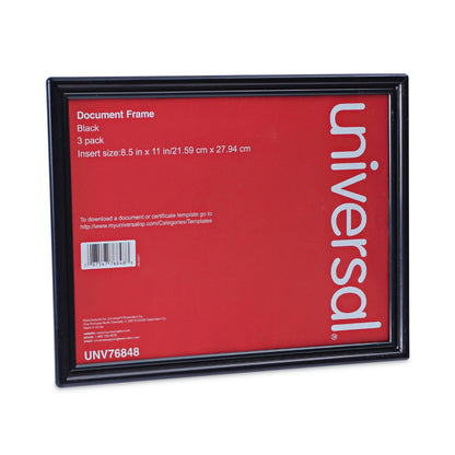 Universal All Purpose Document Frame, 8.5 x 11 Insert, Black, 3/Pack