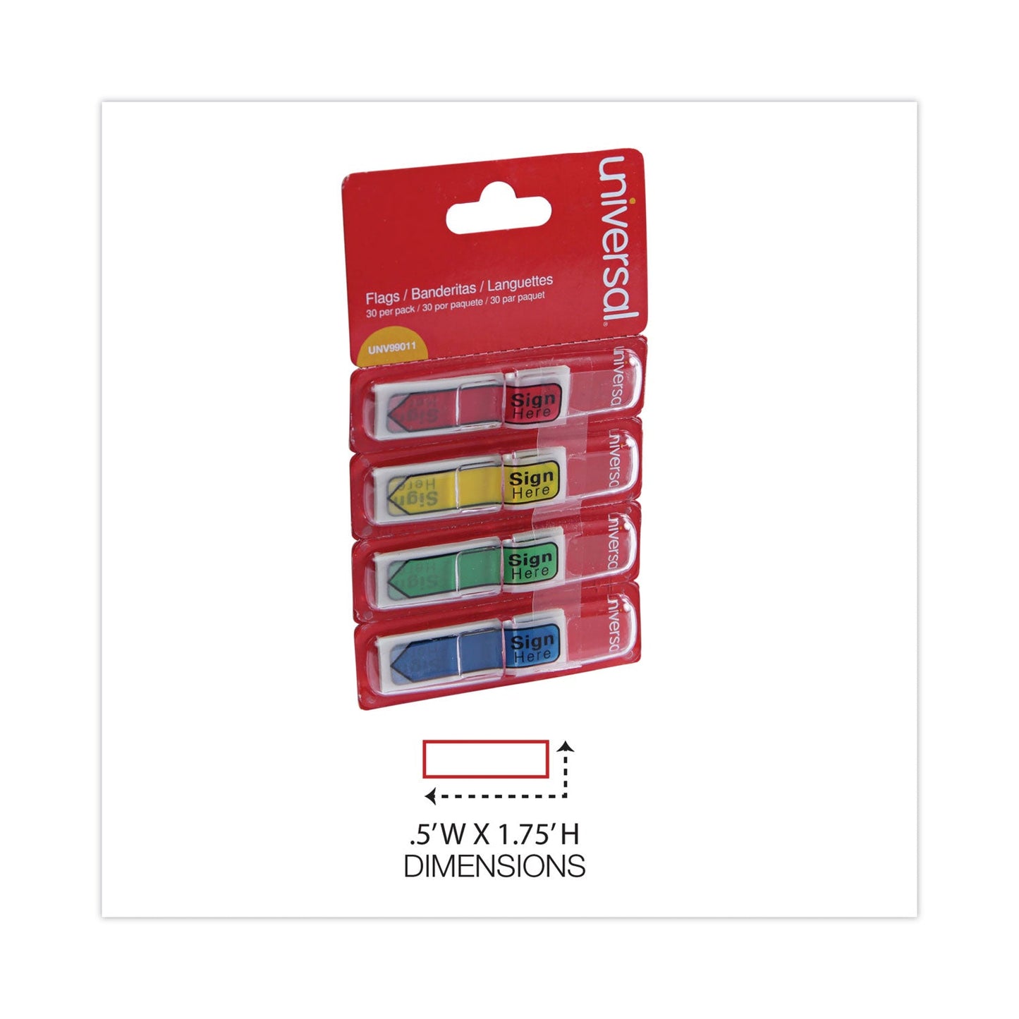 Universal Deluxe Message Arrow Flags, "Sign Here", Assorted Colors, 120/Pack