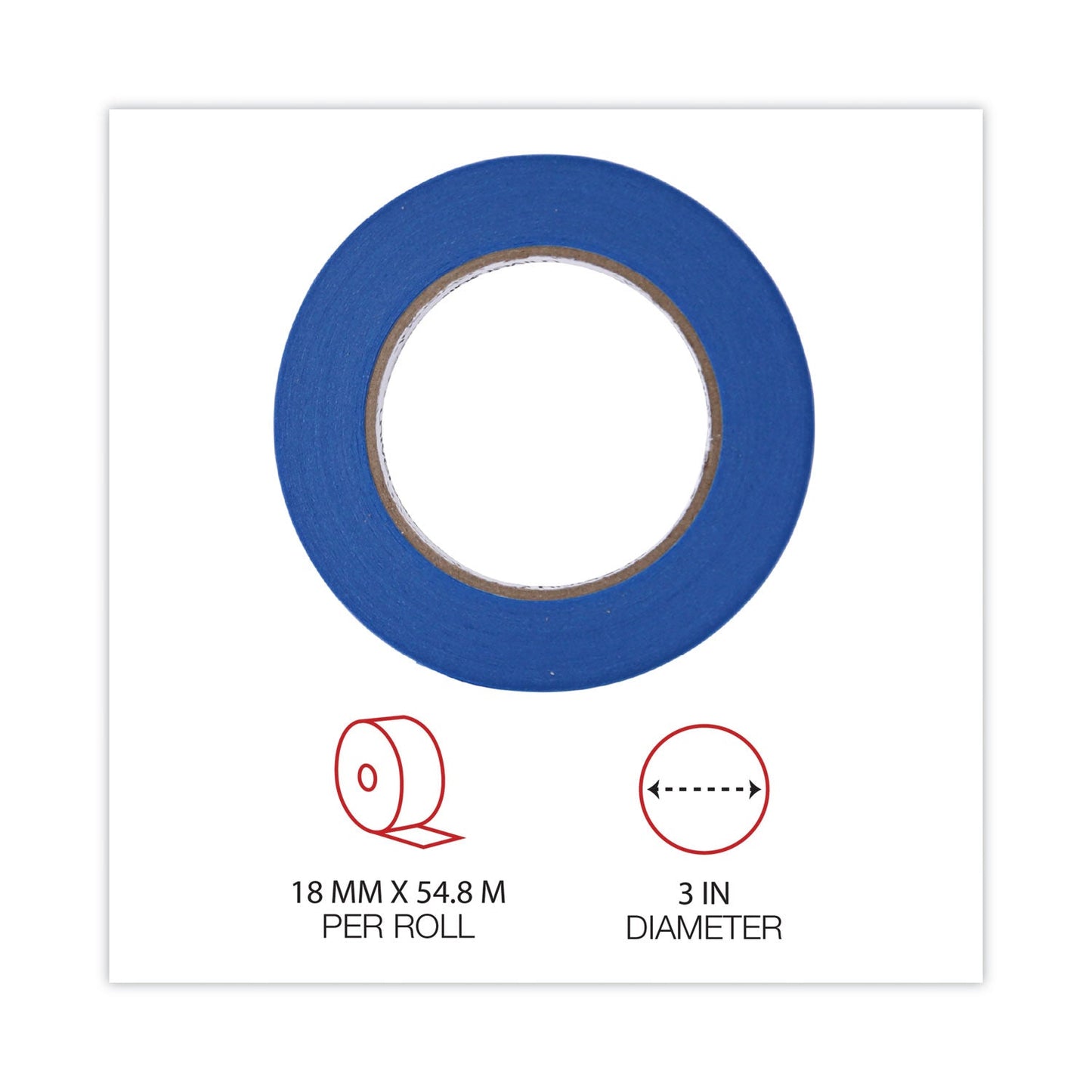 Universal Premium Blue Masking Tape with UV Resistance, 3" Core, 18 mm x 54.8 m, Blue, 2/Pack