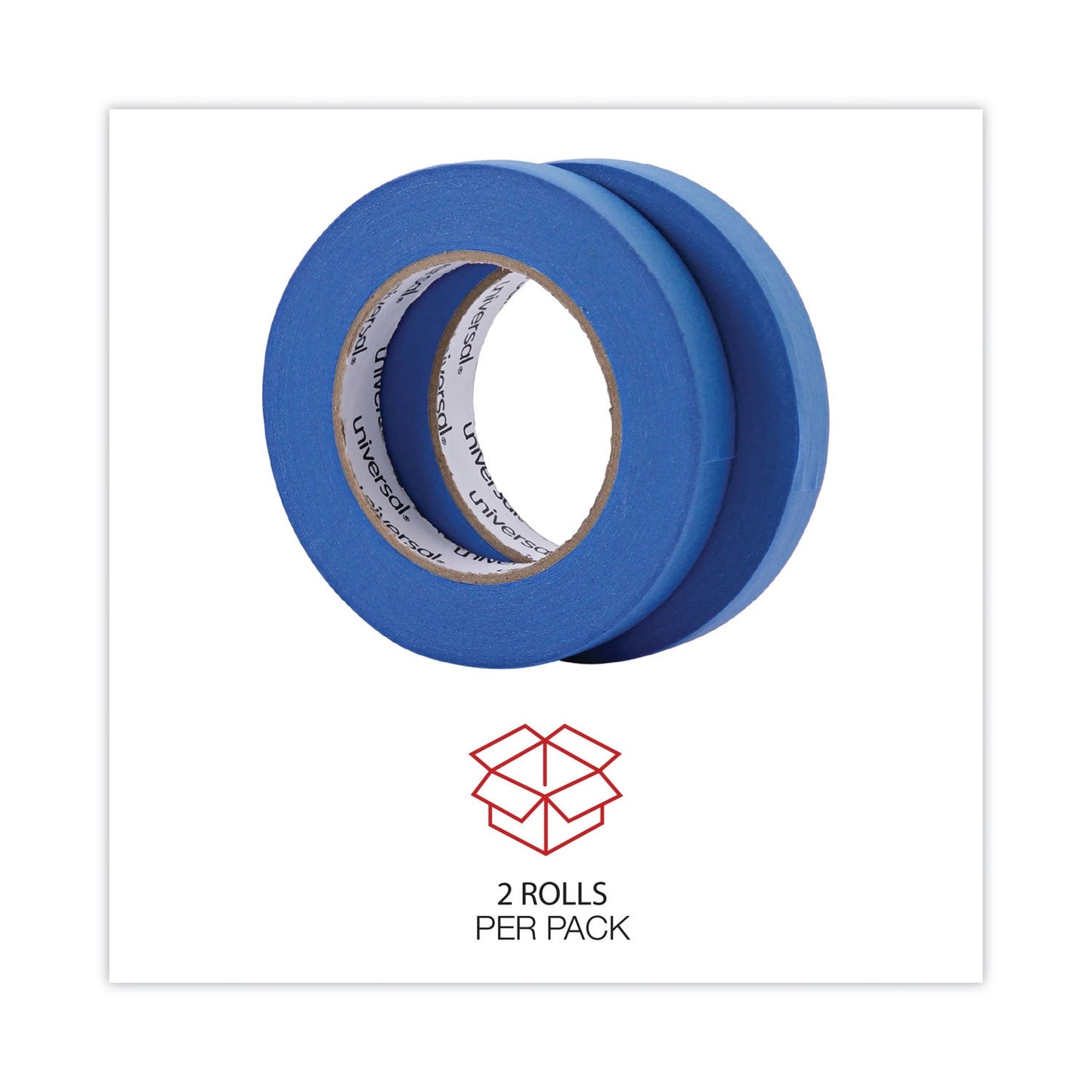 Universal Premium Blue Masking Tape with UV Resistance, 3" Core, 18 mm x 54.8 m, Blue, 2/Pack