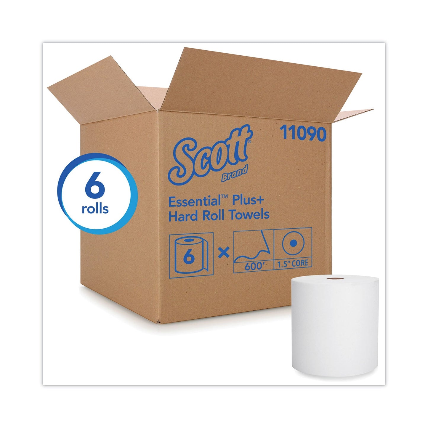 Kleenex Hard Roll Paper Towels with Premium Absorbency Pockets, 8" x 600 ft, 1.5" Core, White, 6 Rolls/Carton