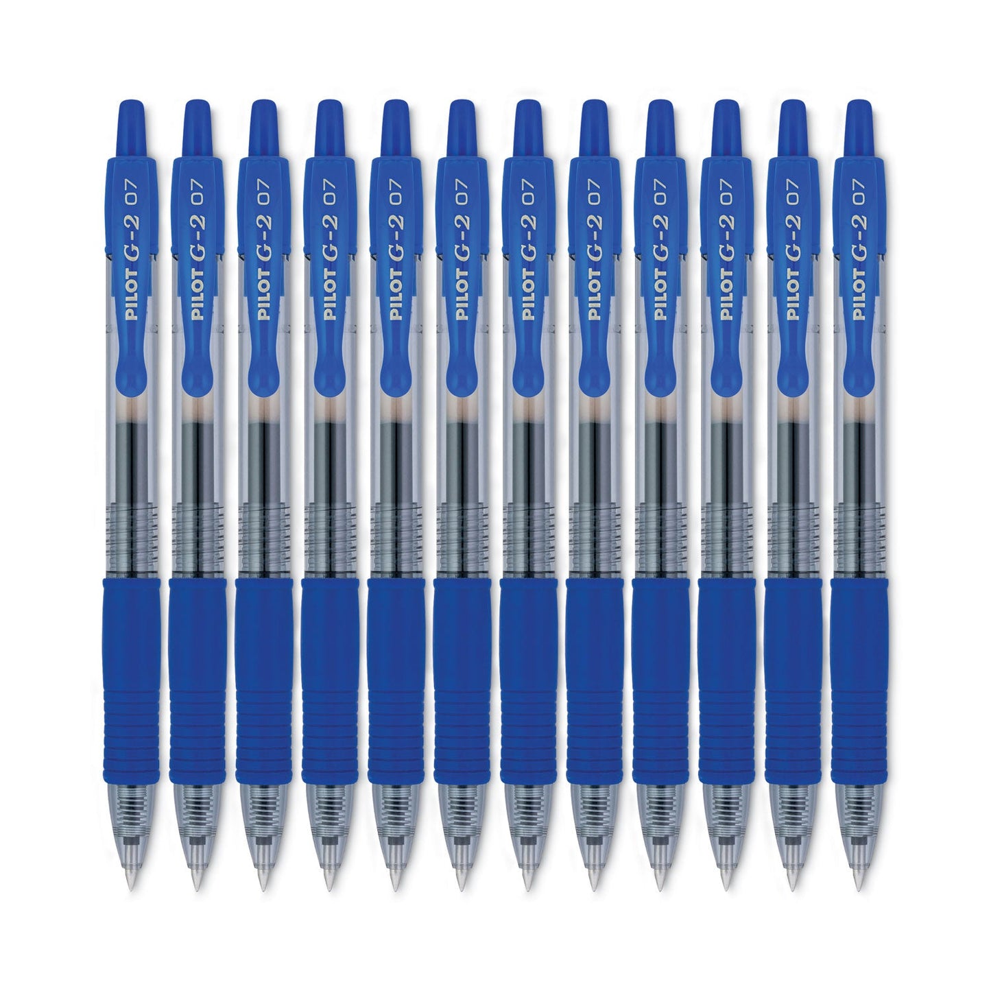 Pilot G2 Premium Gel Pen, Retractable, Fine 0.7 mm, Blue Ink, Smoke Barrel, 12/Pack