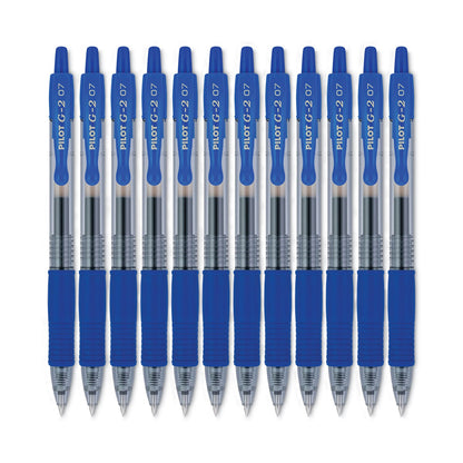Pilot G2 Premium Gel Pen, Retractable, Fine 0.7 mm, Blue Ink, Smoke Barrel, 12/Pack