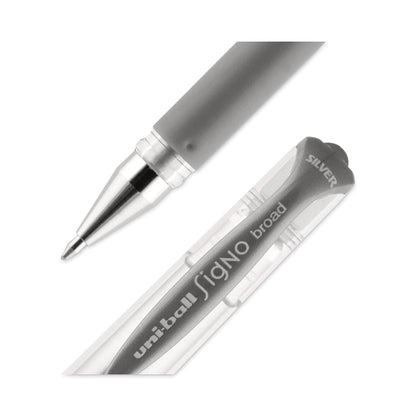 uniball IMPACT Gel Pen, Stick, Medium 1 mm, Silver Metallic Ink, Silver Barrel