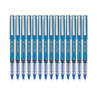 Pilot Precise V5 Roller Ball Pen, Stick, Extra-Fine 0.5 mm, Blue Ink, Blue Barrel, Dozen