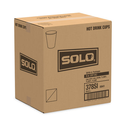 Dart Solo Paper Hot Drink Cups in Bistro Design, 8 oz, Maroon, 50/Pack