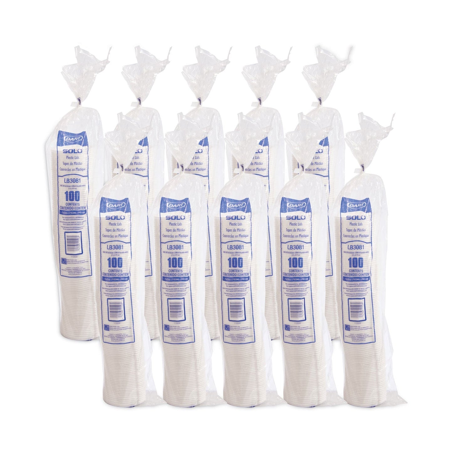 Dart Lift Back and Lock Tab Cup Lids, Fits 8 oz Cups, White, 100/Sleeve, 10 Sleeves/Carton