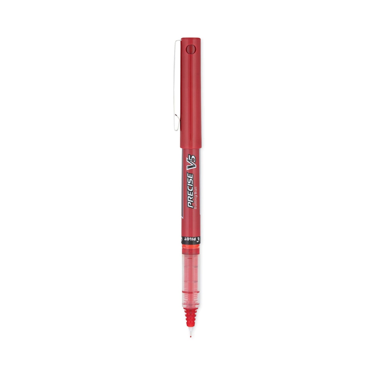 Pilot Precise V5 Roller Ball Pen, Stick, Extra-Fine 0.5 mm, Red Ink, Red Barrel, Dozen