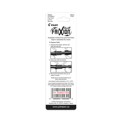 Pilot Refill for Pilot FriXion Erasable, FriXion Ball, FriXion Clicker and FriXion LX Gel Ink Pens, Fine Tip, Blue Ink, 3/Pack