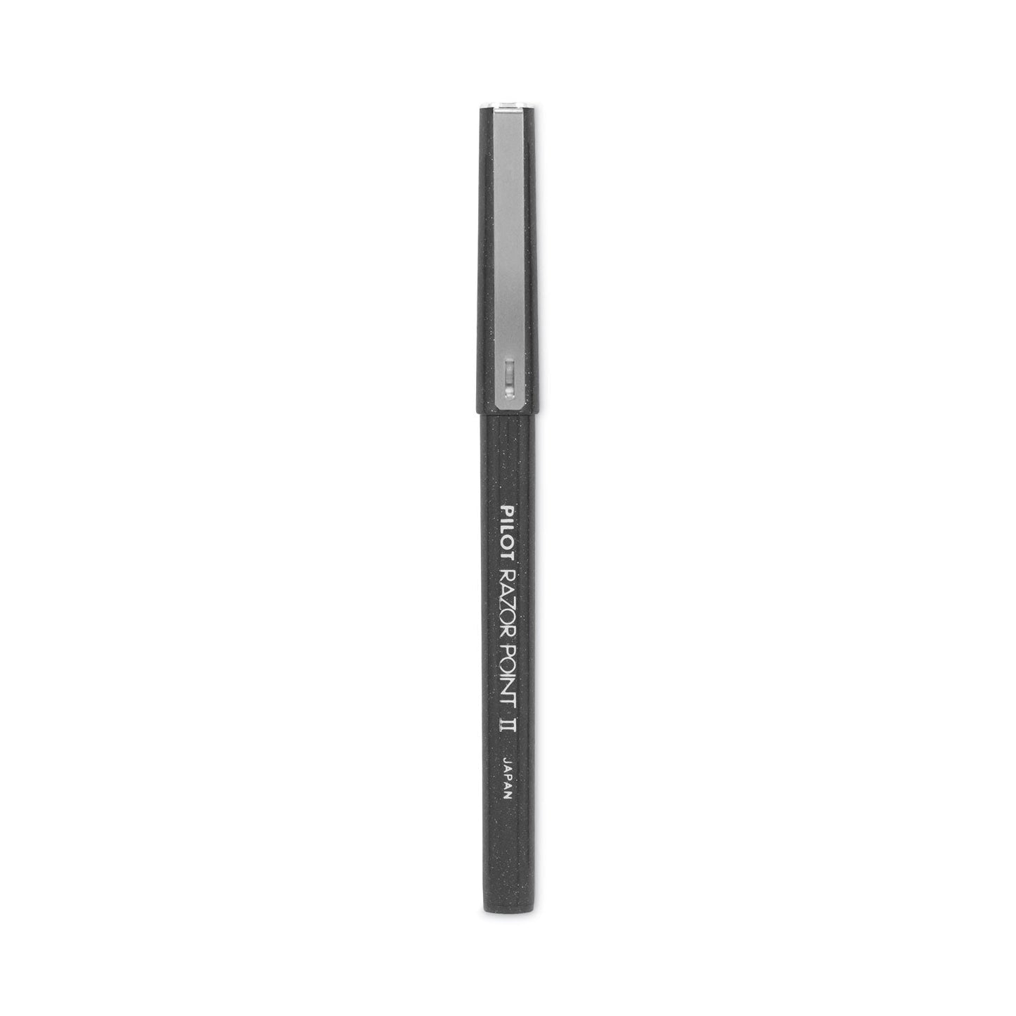 Pilot Razor Point II Super Fine Line Porous Point Pen, Stick, Extra-Fine 0.2 mm, Black Ink, Black Barrel, Dozen