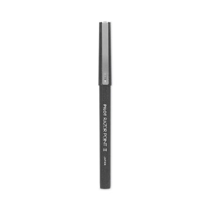 Pilot Razor Point II Super Fine Line Porous Point Pen, Stick, Extra-Fine 0.2 mm, Black Ink, Black Barrel, Dozen