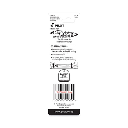 Pilot Refill for Pilot Dr. Grip Center of Gravity Ballpoint Pens, Medium Conical Tip, Black Ink, 2/Pack