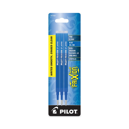 Pilot Refill for Pilot FriXion Erasable, FriXion Ball, FriXion Clicker and FriXion LX Gel Ink Pens, Fine Tip, Blue Ink, 3/Pack