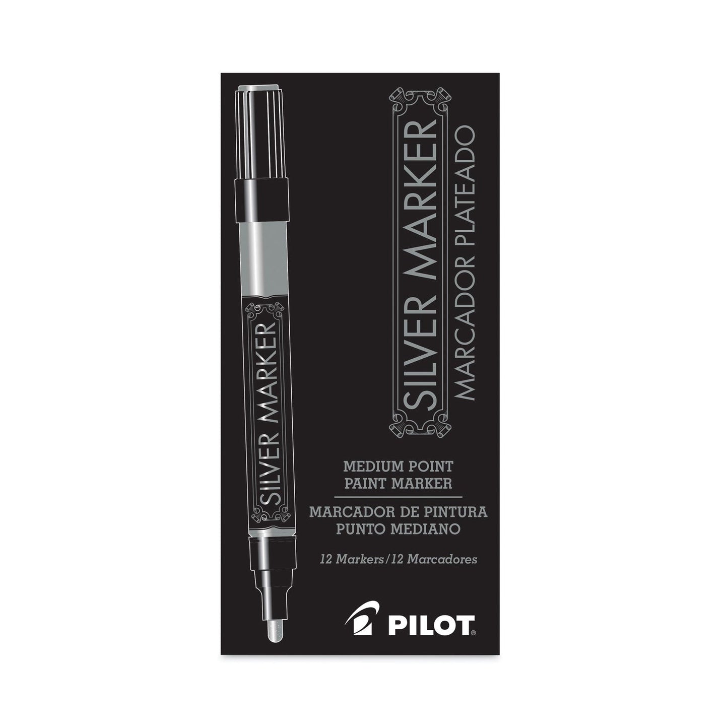 Pilot Creative Art and Crafts Marker, Medium Brush Tip, Silver