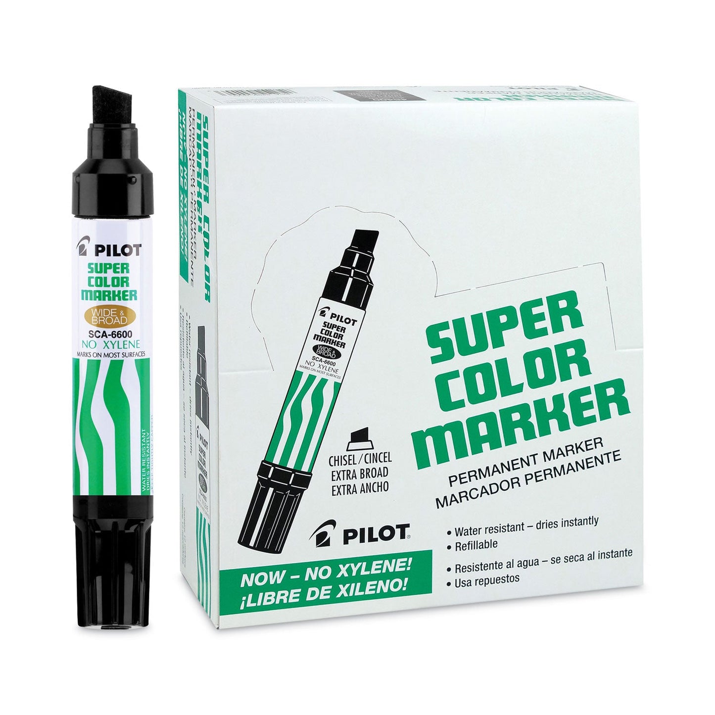 Pilot Jumbo Refillable Permanent Marker, Broad Chisel Tip, Black