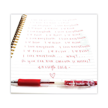 Pilot EasyTouch Ballpoint Pen, Retractable, Fine 0.7 mm, Red Ink, Clear Barrel, Dozen