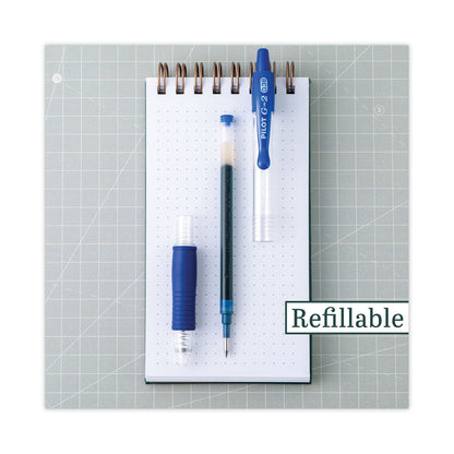 Pilot G2 Premium Gel Pen Convenience Pack, Retractable, Extra-Fine 0.38 mm, Blue Ink, Clear/Blue Barrel, Dozen