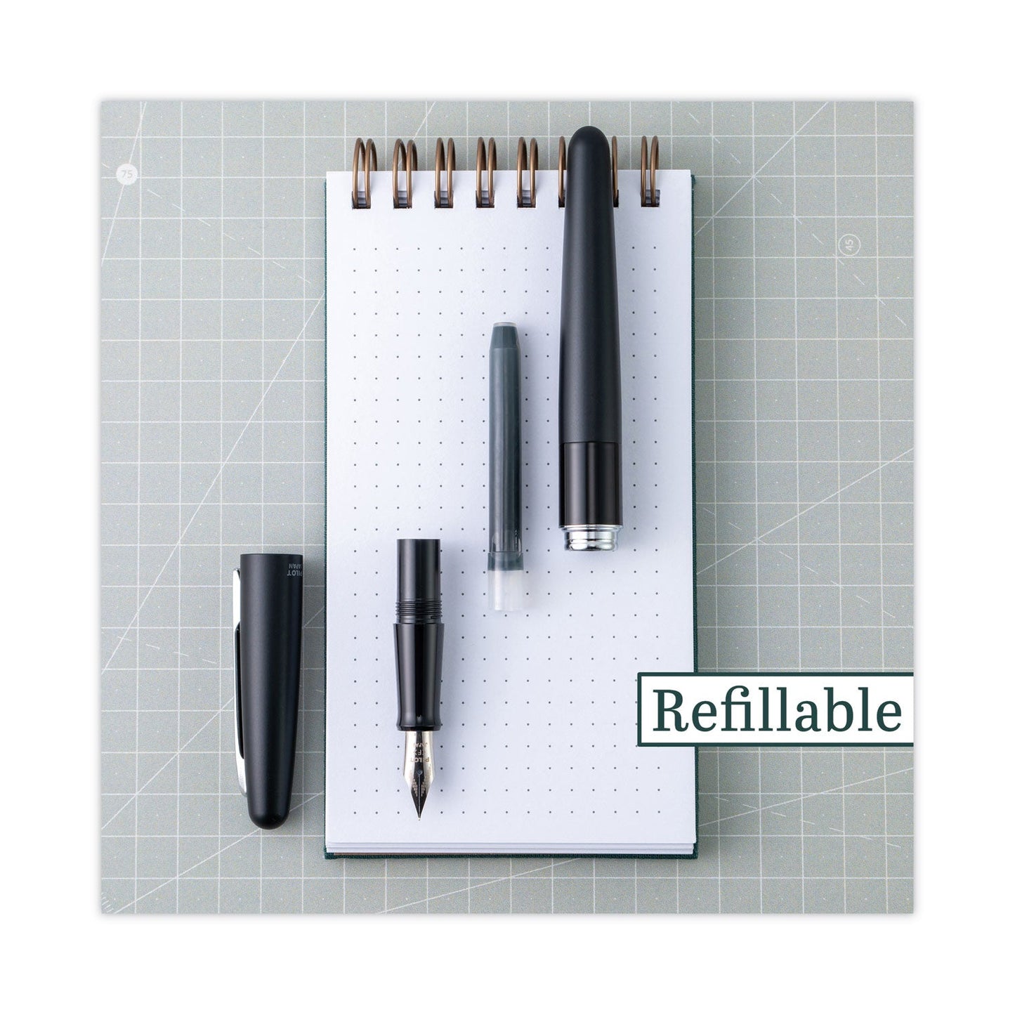 Pilot MR Metropolitan Collection Fountain Pen, Medium 1 mm, Black Ink, Black