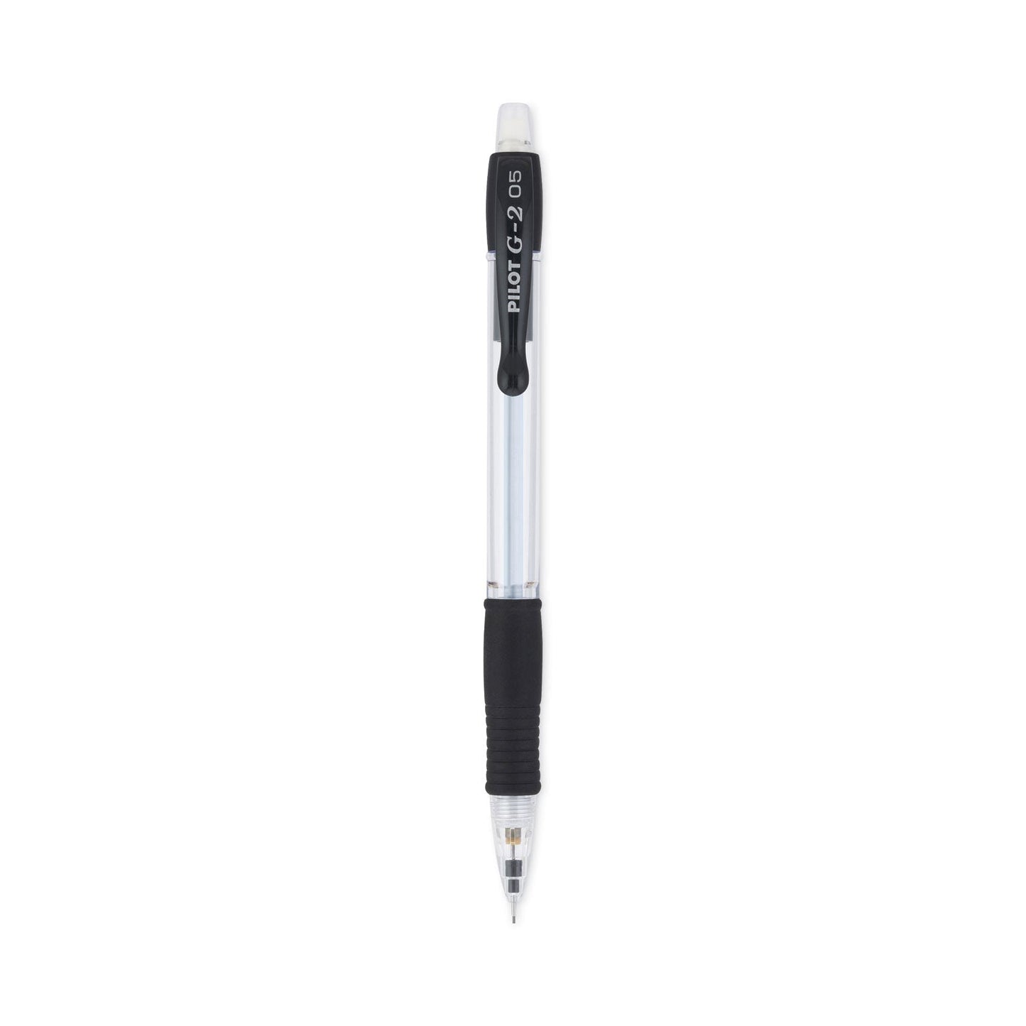 Pilot G2 Mechanical Pencil, 0.5 mm, HB (#2.5), Black Lead, Clear/Black Accents Barrel, Dozen