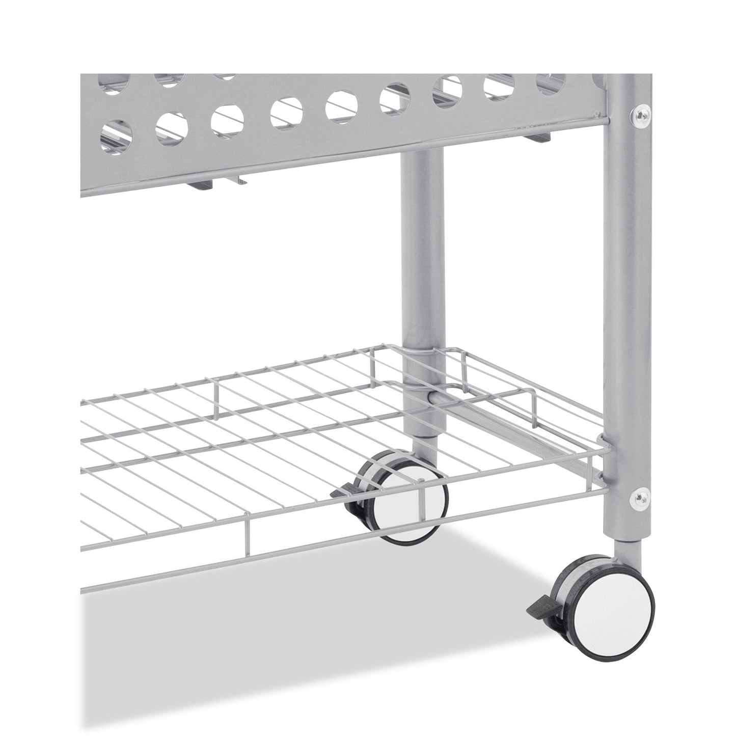 Vertiflex File Cart with Open Top, Metal, 1 Shelf, 2 Bins, 28.25" x 13.75" x 27.38", Matte Gray