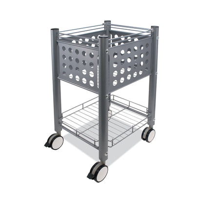 Vertiflex Sidekick File Cart, Metal, 1 Shelf, 1 Bin, 13.75" x 15.5" x 26.25", Matte Gray
