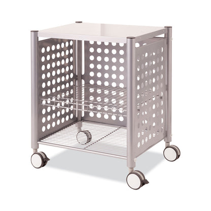 Vertiflex Deskside Machine Stand, Metal, 3 Shelves, 21.5" x 17.88" x 27", Matte Gray