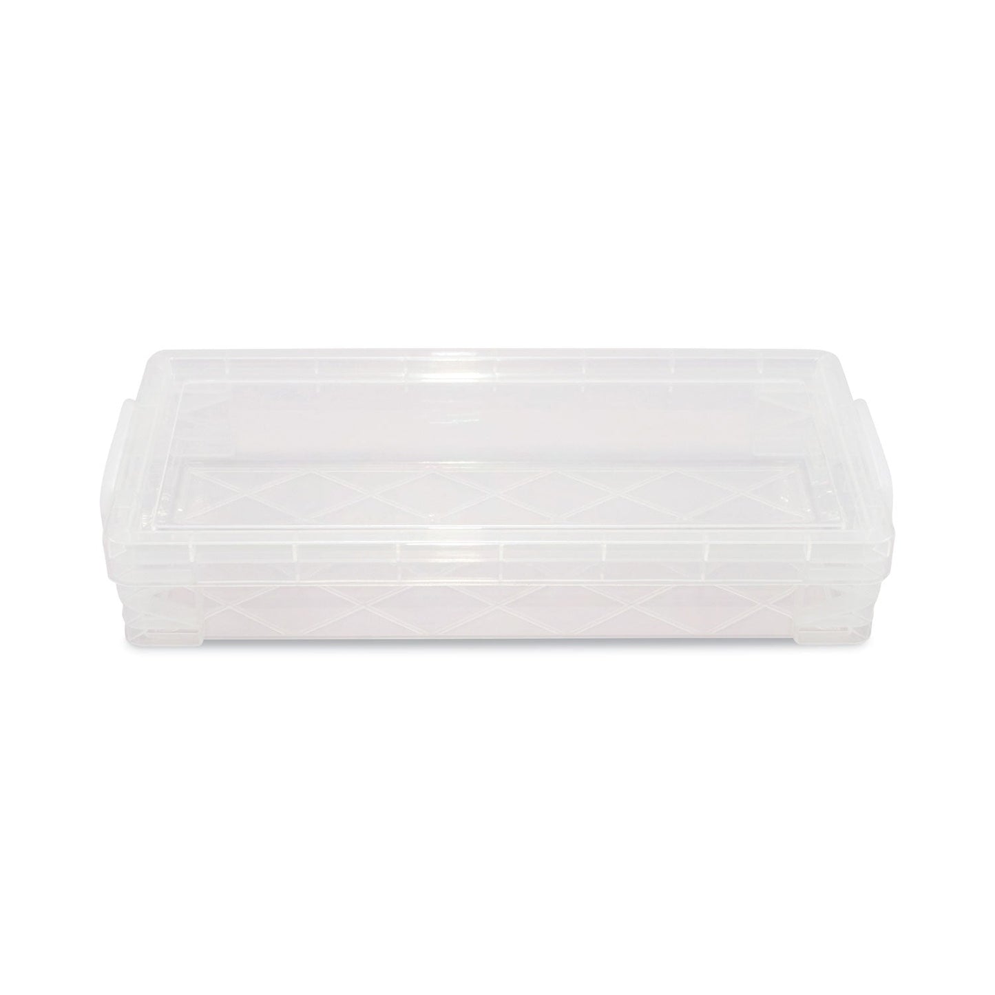 Advantus Super Stacker Pencil Box, Plastic, 8.25 x 3.75 x 1.5, Clear