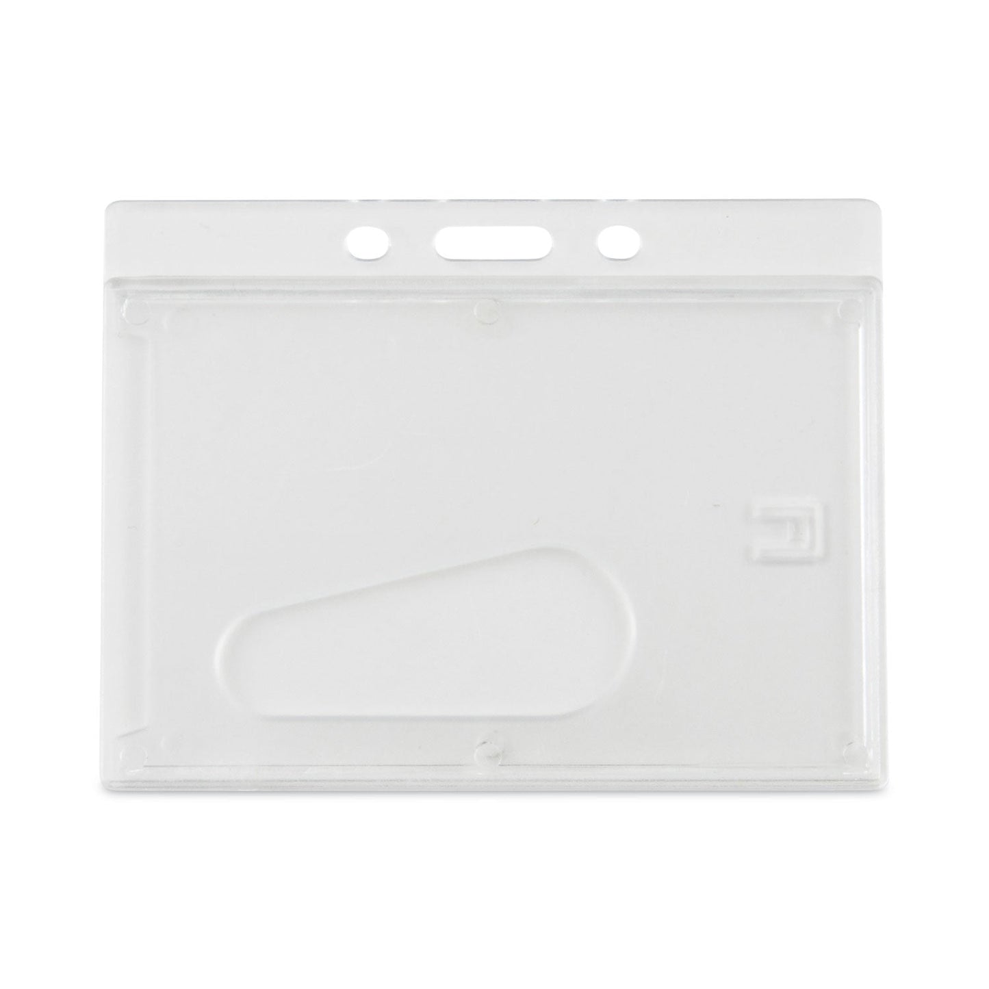 Advantus Frosted One-Card Rigid Badge Holders, Horizontal, Frosted 3.68" x 2.75" Holder, 3.38" x 2.13" Insert, 25/Box