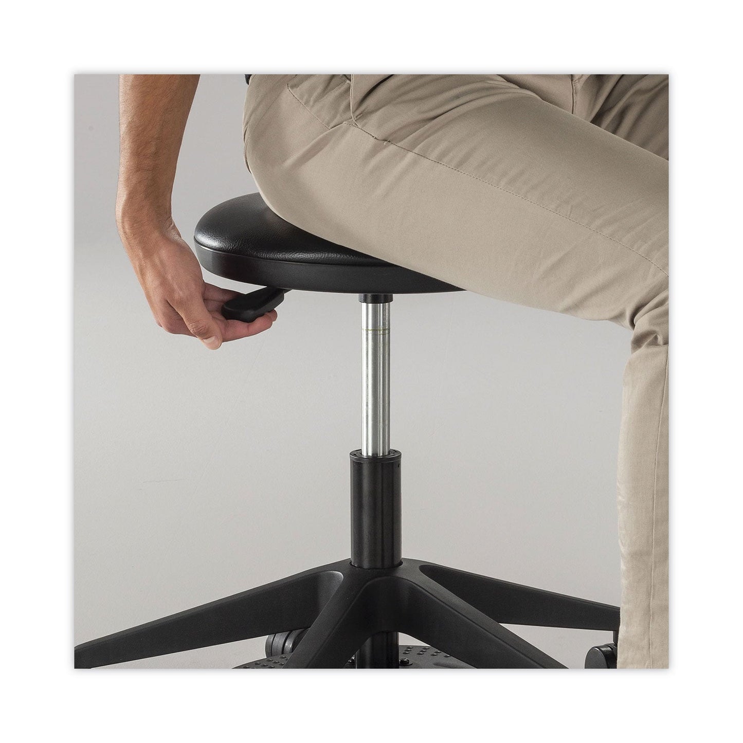 Safco Lab Stool, Backless, Supports Up to 250 lb, 19.25" to 24.25" Seat Height, Black