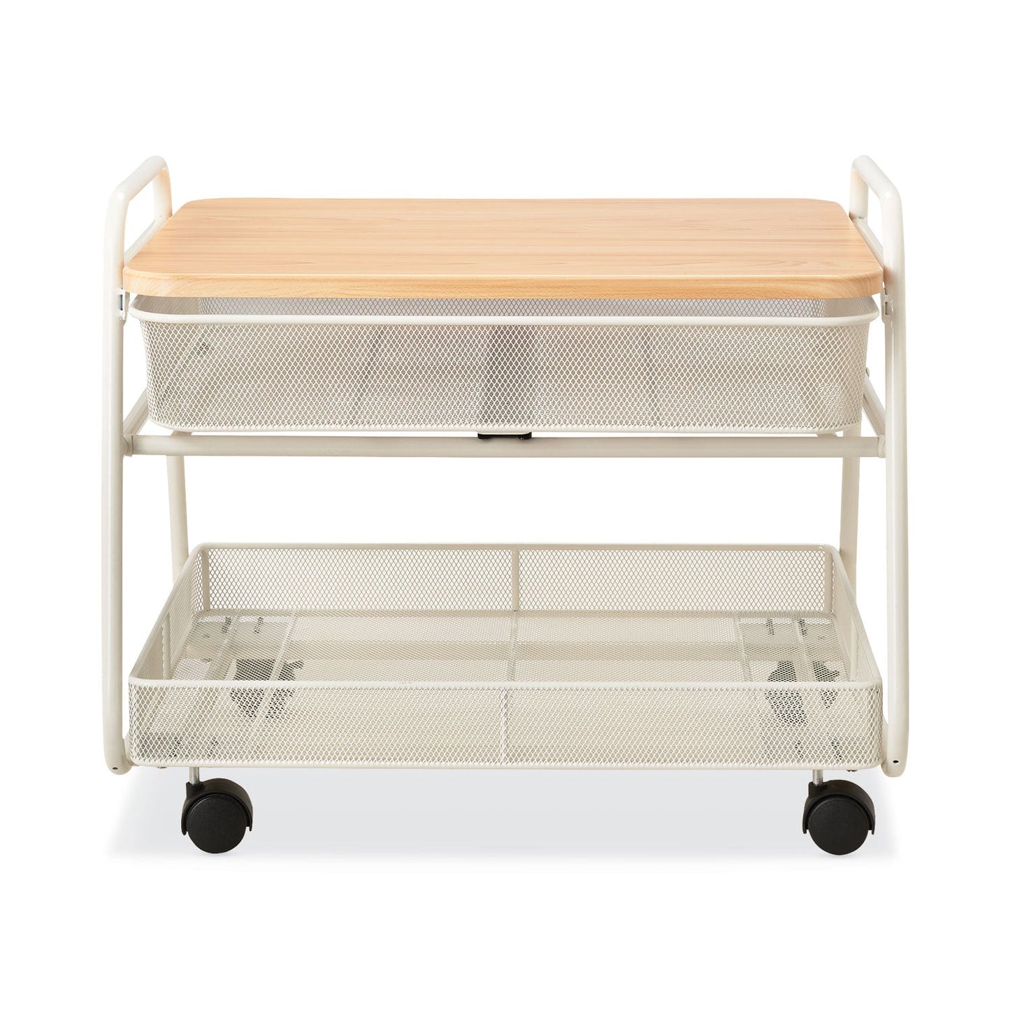 Safco Onyx Under Desk Machine Stand, Metal, 1 Shelf, 1 Drawer, 1 Bin, 100 lb Capacity, 21" x 16" x 17.5", White