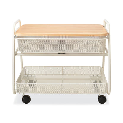 Safco Onyx Under Desk Machine Stand, Metal, 1 Shelf, 1 Drawer, 1 Bin, 100 lb Capacity, 21" x 16" x 17.5", White