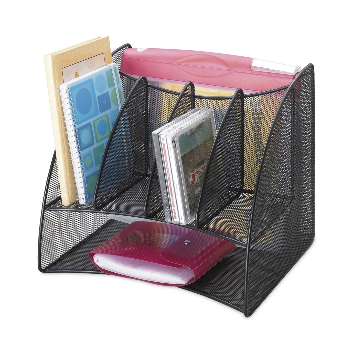 Safco Onyx Mesh Corner Organizer, Six Sections, 15 x 11 x 13, Black