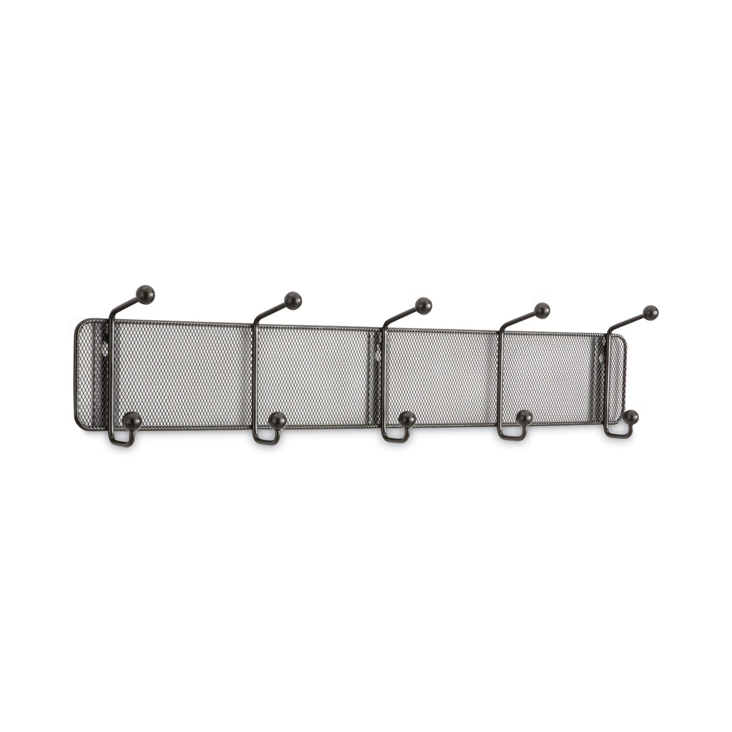 Safco Onyx Mesh Wall Racks, 5 Hook, 26.75w x 3d x 5.5h, Black