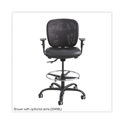 Safco Vue Heavy-Duty Extended-Height Stool, Supports Up to 350 lb, 23" to 32.5" Seat Height, Black Vinyl Seat, Black Base