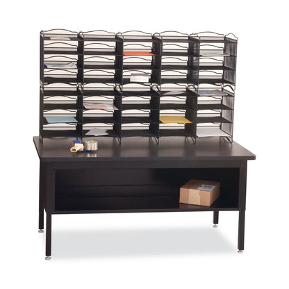 Safco Onyx Mesh Literature Sorter, 20 Compartments, 19 x 15.25 x 59, Black
