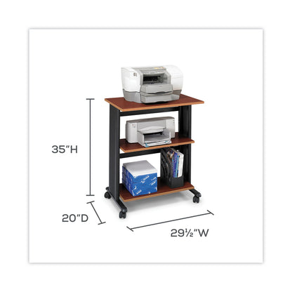 Safco Muv Three Level Machine Cart/Printer Stand, Engineered Wood, 3 Shelves, 29.5" x 20" x 35", Cherry/Black