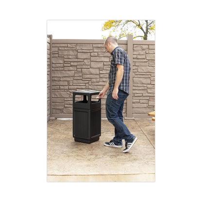 Safco Canmeleon Ash/Trash Receptacle, Square, Polyethylene, 15 gal, Textured Black