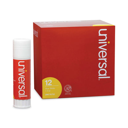 Universal Glue Stick, 1.3 oz, Applies and Dries Clear, 12/Pack