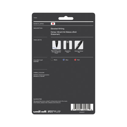uniball 207 Plus+ Gel Pen, Retractable, Medium 0.7 mm, Assorted Ink Colors, Black Barrel, 6/Pack