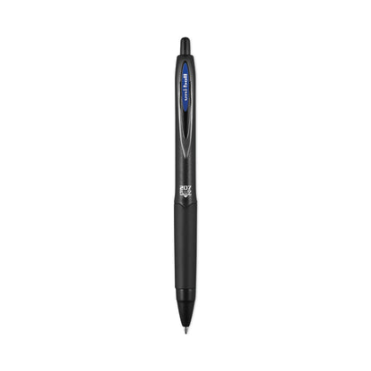 uniball 207 Plus+ Gel Pen, Retractable, Medium 0.7 mm, Blue Ink, Black Barrel, Dozen